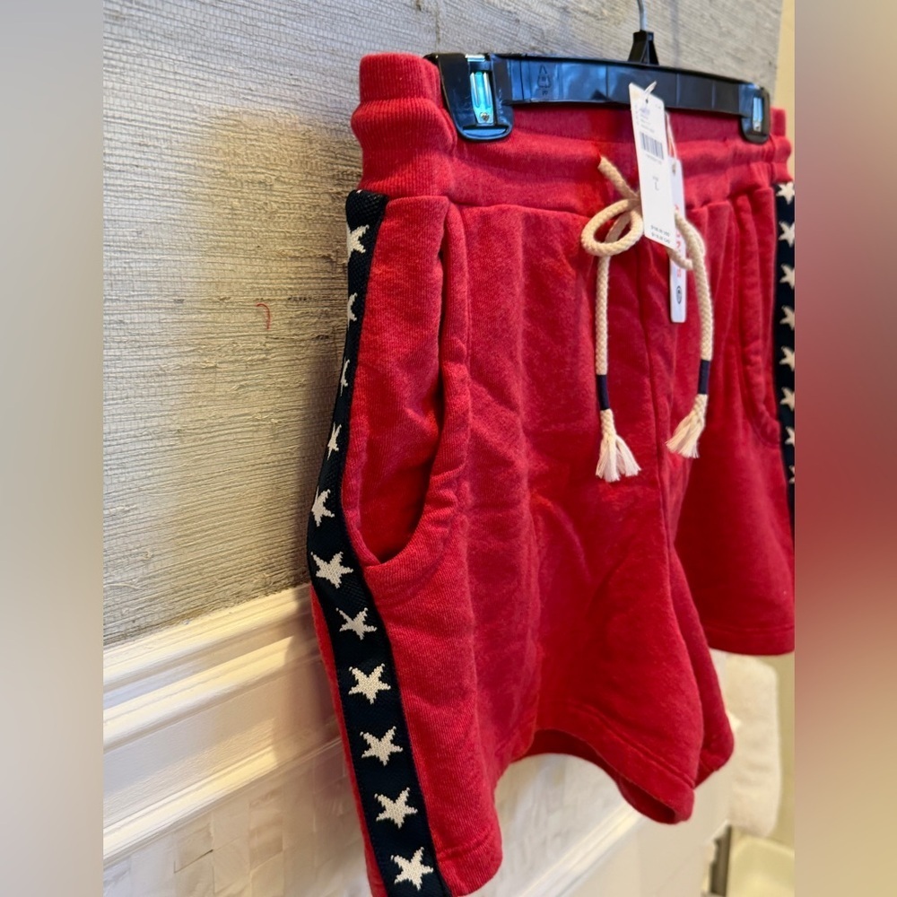 NWT new large fits medium Anthropologie sundry terry shorts red white blue stars - Picture 8 of 14